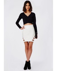 Missguided Cage Side Faux Leather Mini Skirt White | Where to buy ...