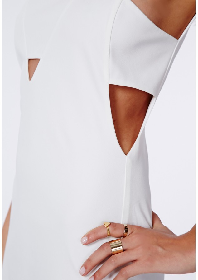 Missguided Fay Cut Out V Neck Bodycon Dress White 50 Missguided Lookastic 1028