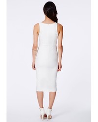 Missguided Mona White Crepe Cut Out Midi Dress