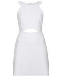 Topshop Woven Textured Dress Cut In An A Line Silhouette With Cut Away Style Bodice And Cut Out Panel To Stomach Features Back Zip Fastening Team It With Super High Heels