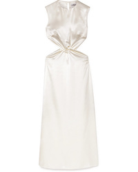 White Cutout Silk Maxi Dress