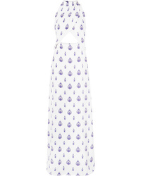 Seren Soiree Cutout Printed Silk Satin Maxi Dress