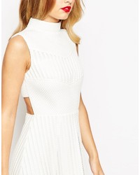 Asos Collection Skater Dress In Mesh With High Neck And Cut Out Back