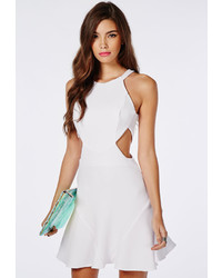 Missguided Stretch Crepe Cut Out Skater Dress White
