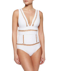 Zimmermann Marisol Plunge One Piece Swimsuit White