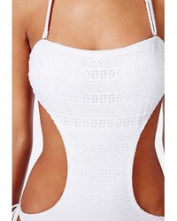 Missguided Doranga White Cut Out Crochet Swimsuit