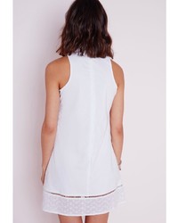 Missguided Broderie Anglais High Neck Swing Dress White