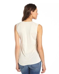 C&C California Vanilla Laser Cut Faux Leather And Stretch Jersey Tank