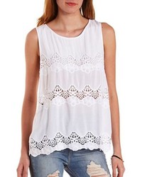 Charlotte Russe Embroidered Cut Out Tank Top