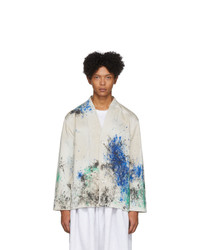 SASQUATCHfabrix. White And Multicolor Coverall Paint Jacket