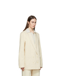 Lemaire Off White Denim Double Breasted Jacket