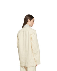 Lemaire Off White Denim Double Breasted Jacket