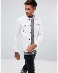 11 Degrees Muscle Denim Jacket In White