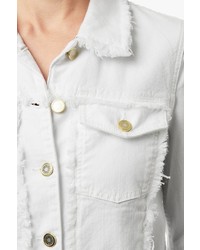 7 For All Mankind Raw Edge Denim Jacket With Pearlized Buttons In White Fashion
