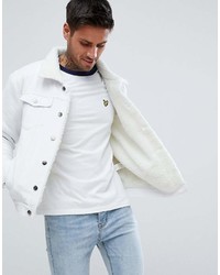 Boohooman Denim Jacket With Fleece Lining In White Wash