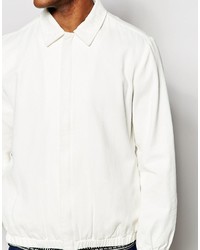 Asos Brand Denim Jacket With Elastic Hem In White