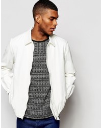 Asos Brand Denim Jacket With Elastic Hem In White