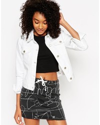 Asos Collection Denim Festival Jacket In White With Rips