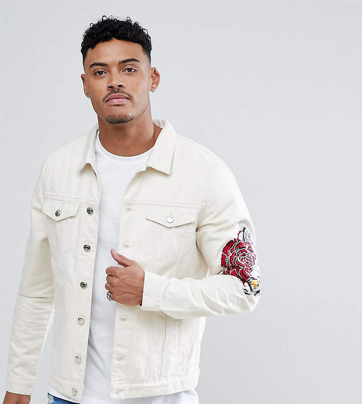 Just Denim Jacket With Embroidery, $35 | Asos | Lookastic