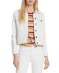 Frame Le Vintage Stripe Crop Denim Jacket