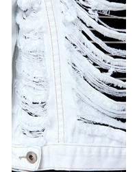 Glamorous Too Blessed To Be Distressed White Denim Jacket