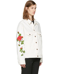 Off-White White Denim Diagonal Roses Jacket