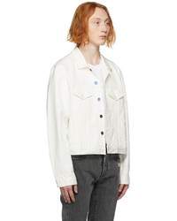 Off-White White Denim Flower Button Jacket