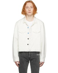 Off-White White Denim Flower Button Jacket