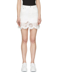 MCQ Alexander Ueen Ivory Denim Lace Miniskirt
