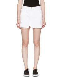 Frame Denim White Denim Le Mini Split Front Miniskirt