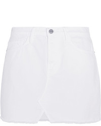 Frame Le Mini Frayed Denim Mini Skirt White