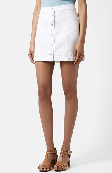 topshop white denim skirt