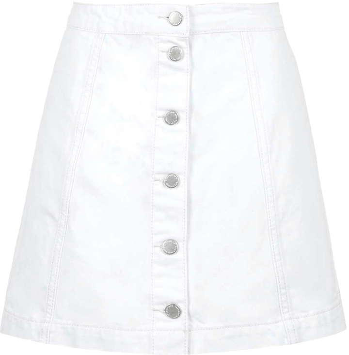 Roei uit Om toevlucht te zoeken Verscheidenheid Topshop Moto Denim Button Front A Line Skirt, $52 | Topshop | Lookastic