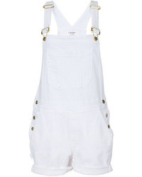 White Denim Overall Shorts