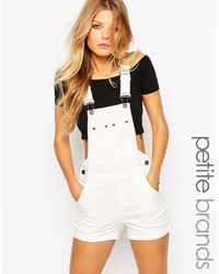 white denim short overalls