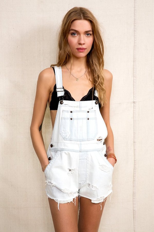 Urban Outfitters Urban Renewal Washed Out Denim Overall Short | Where ...