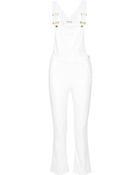 Frame Antibes Cropped Stretch Denim Overalls White