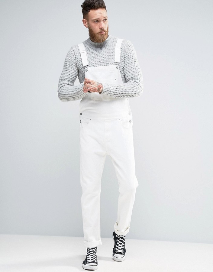 white denim overalls