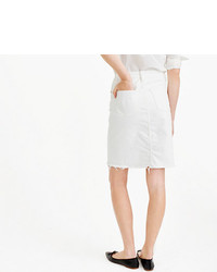 J.Crew Frayed Denim Pencil Skirt In White