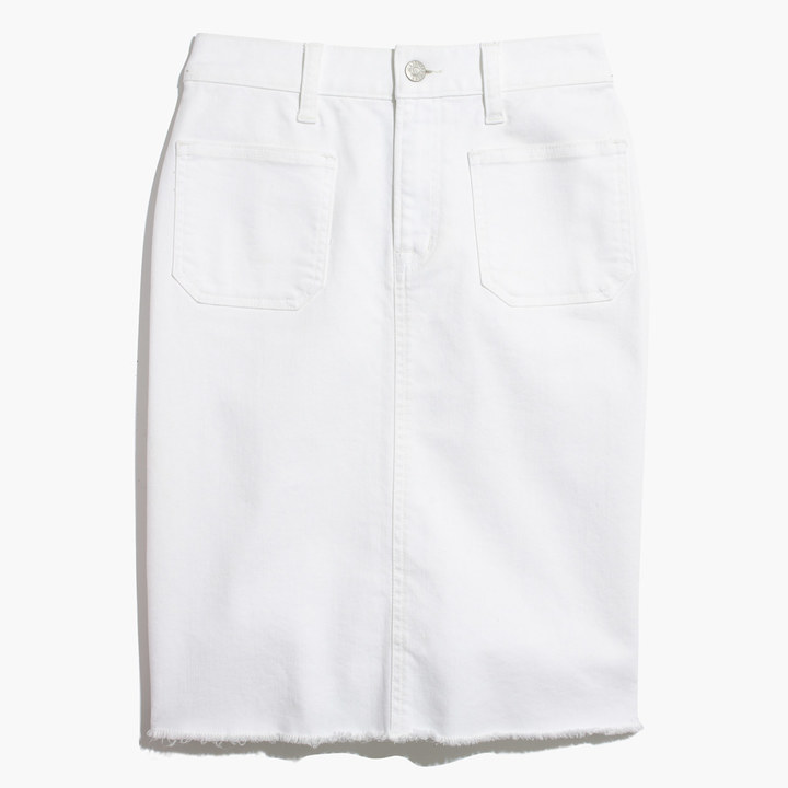 Белая джинсовая юбка карандаш