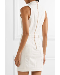 Balmain Stretch Denim Mini Dress White