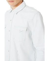 Topman Aaa Collection Bleached Denim Shirt