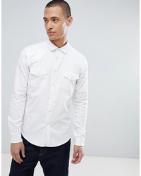 ASOS DESIGN Skinny Denim Western Shirt In White