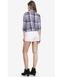 Express 2 12 Inch Low Rise Destroyed White Denim Shorts