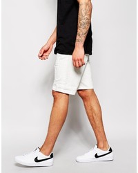 Asos Brand Denim Shorts In Slim Fit Mid Length With Mega Rips