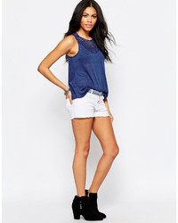 Brave Soul Denim Shorts With Embriodered Detail