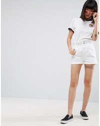 Asos Denim Shorts With Paper Bag Waist In White