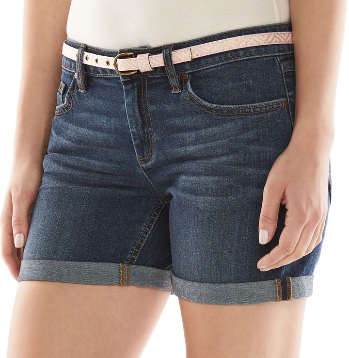 Women's LC Lauren Conrad Rolled Cuff Jean Shorts, Size: 18, White