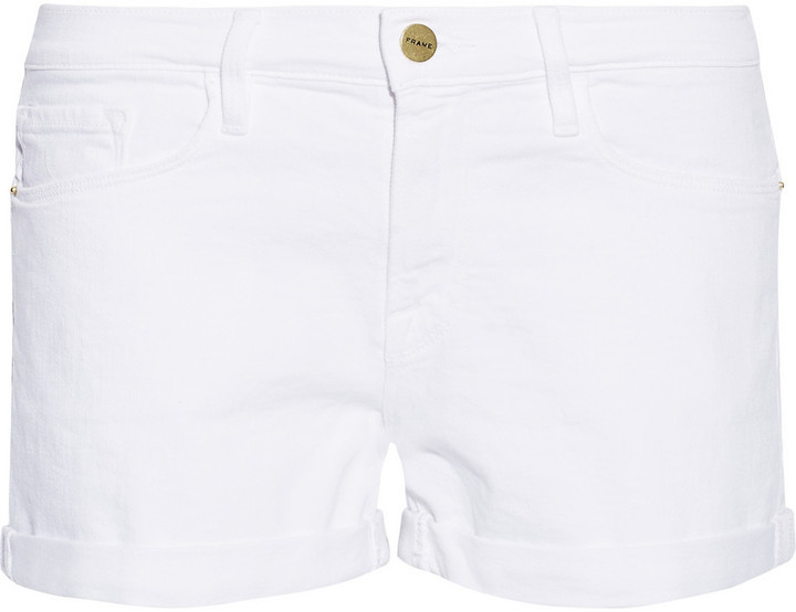 Frame Le Cutoff Denim Shorts White, $180 | NET-A-PORTER.COM | Lookastic