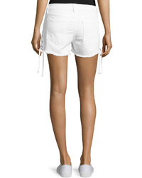 Frame Le Cutoff Lace Up Denim Shorts Blanc